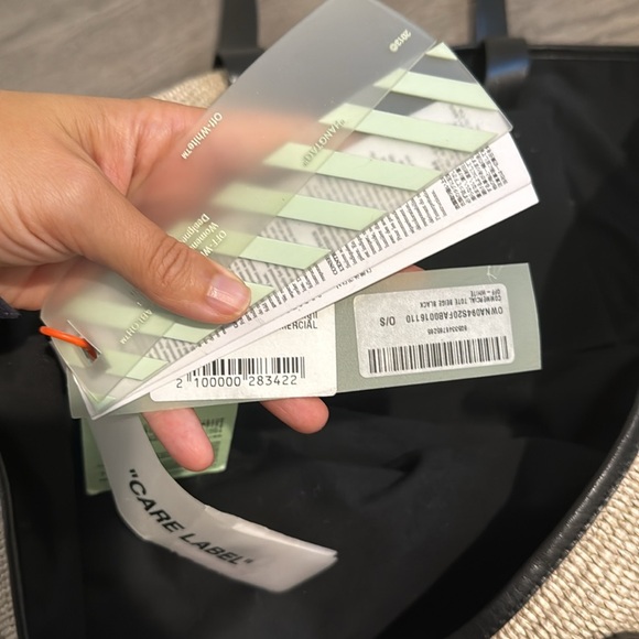 Off-White Commercial Tote Raffia Beige and Black Bag - Picture 4 of 5